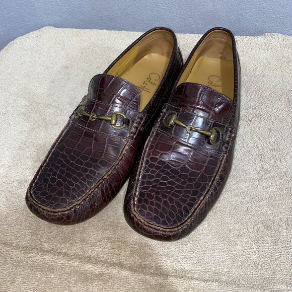 Cole Haan Men’s Brown Croc Embossed Leather Bit Loafers Size 9.5 M Dress Shoes main image 6